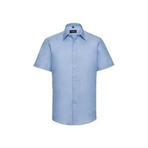 Russell Collection Mens Oxford Tailored Short-Sleeved Shirt / Oxford Blue